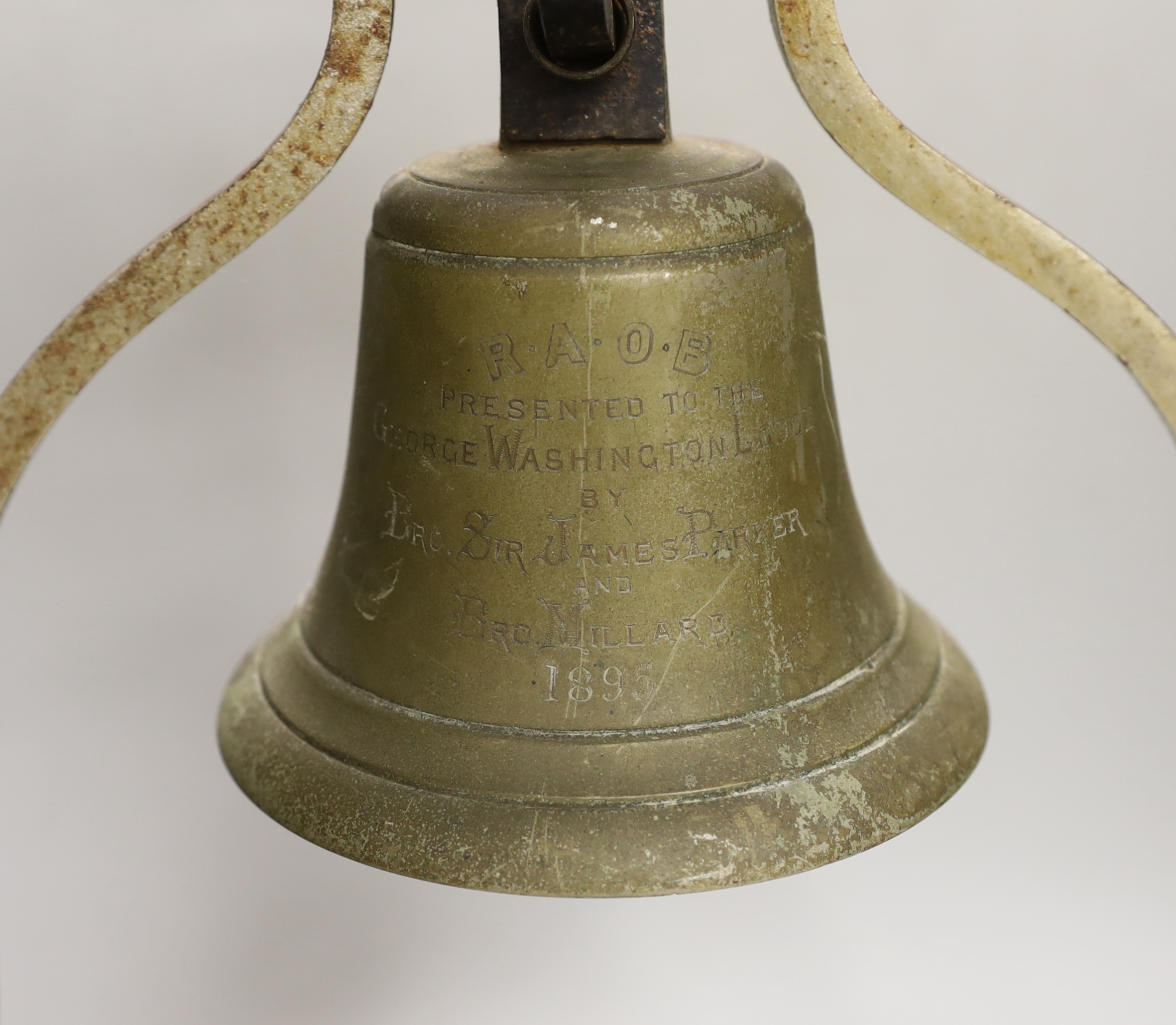 A Masonic table bell, 1895, New York, 53cm tall